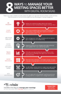 Download our free infographic for ideas to manage meeting rooms more efficiently with digital room signs