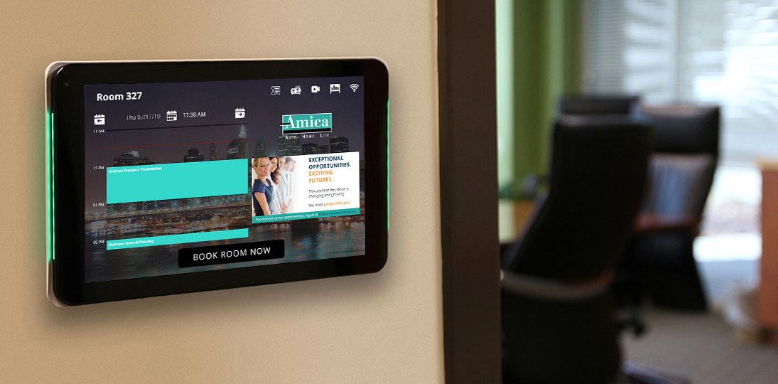 Download the product brochure for Visix MeetingMinder Connect Touchscreen Room Signs