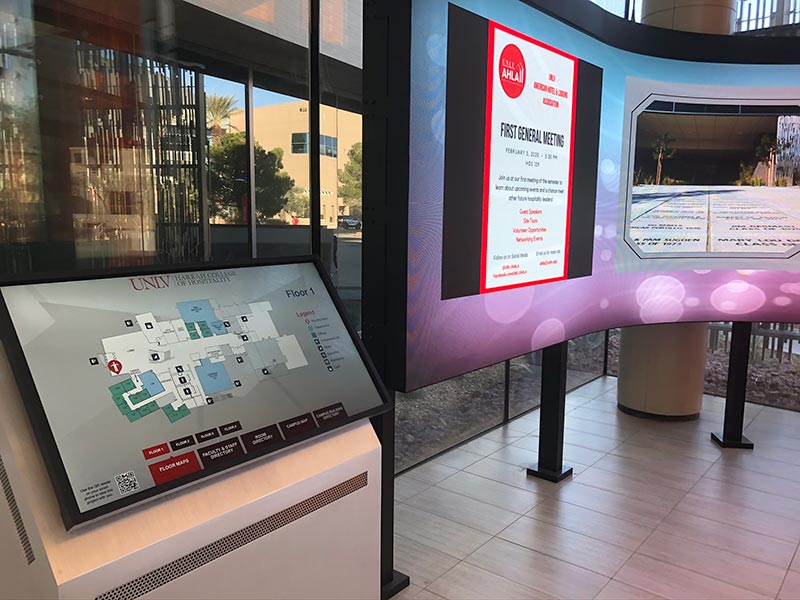 UNLV interactive wayfinding and video wall powered by Visix digital signage software