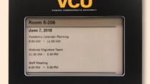 Virginia Commonwealth University epaper room sign from Visix with custom frame design