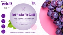 Welch's digital sign design by Visix includes message playlists and interactivity