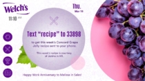 Welch&#039;s digital sign design by Visix includes message playlists and interactivity