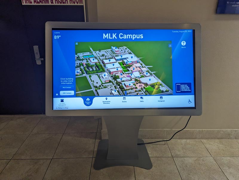 photo of Alamo Colleges District interactive map on kiosk