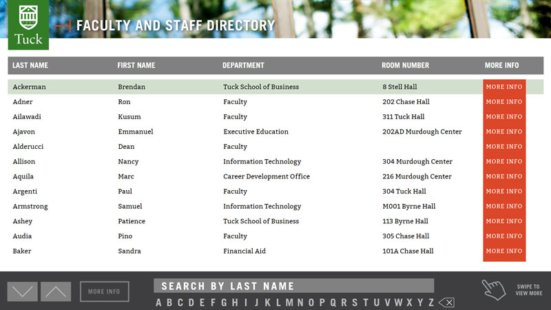 Dartmouth College Tuck School Interactive Directory