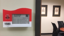 EPS 74 E-Paper Room Signs from Visix can use frames with custom shapes, colors and fonts