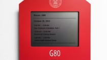 E-Paper Room Sign with braille on custom faceplate for Cornell University