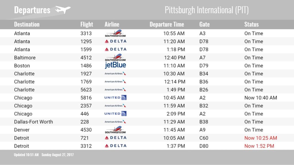 Flight Board Flight Updates