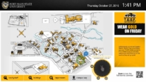 Fort Hays State University Interactive Wayfinding shows digital signage message playlists alongside maps