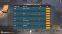 Johnson Pharmaceuticals Digital Directory with buttons to instantly map directory locations and get wayfinding info