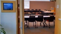 Kauffman Foundation using Touch Interactive Room Signs from Visix outside meeting rooms