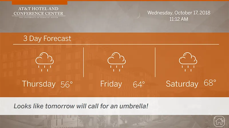 Visix Digital Signage Content Subscriptions | Premium Weather Feed | Sample 3-Day Forecast Weather Layout