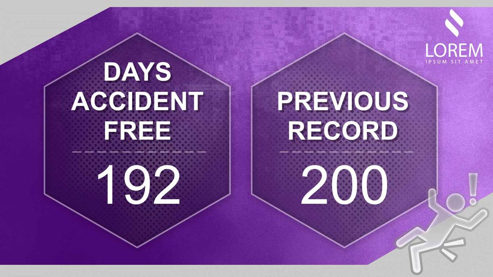 Visix Digital Signage Kits | Days Without Injury Countdown Kit | Purple Background Design Sample