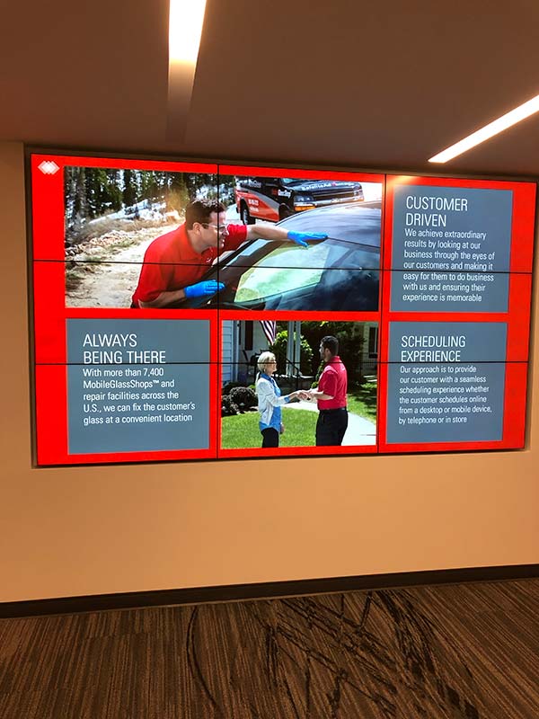 Safelite reinforces their mission and brand on screens powered by Visix digital signage software