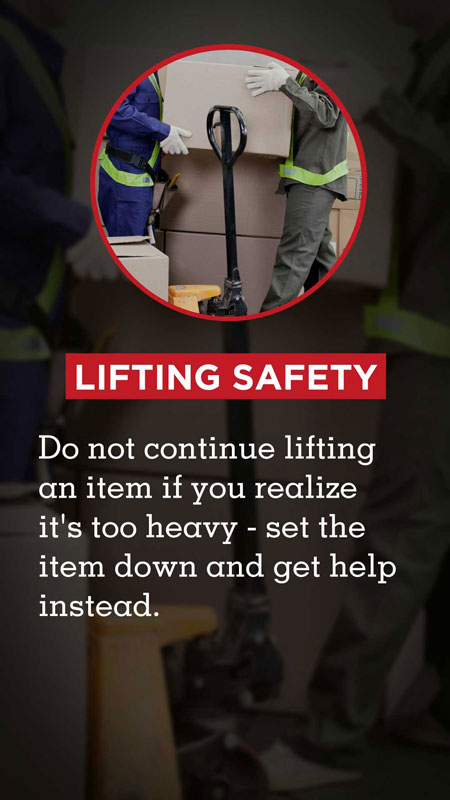 Visix Digital Signage Content Subscriptions | Safety Tips Feed | Lifting Safety Tips Portrait Message Sample