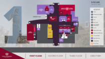 Visix custom design for Texas Woman&#039;s University Interactive Wayfinding includes ADA controls at the bottom of the screen