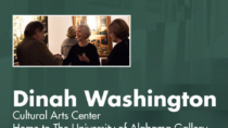 University of Alabama Art Galleries Digital Info Board from Visix includes a qr code to get more info