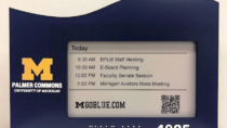 University of Michigan EPS 74 room sign with logo, QR code and custom faceplate