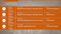 University of Texas AT&amp;T Conference Center Digital Events Board with progress icons