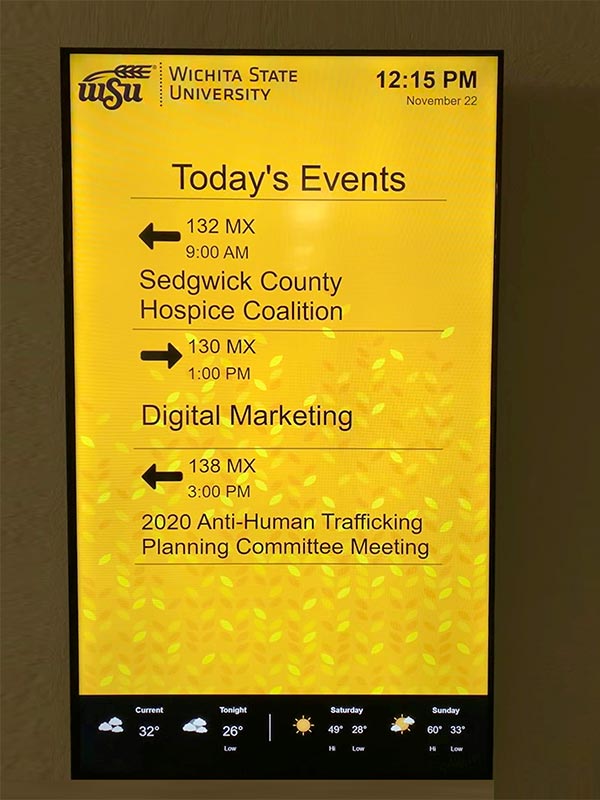 Wichita State University Metroplex Digital Events Board