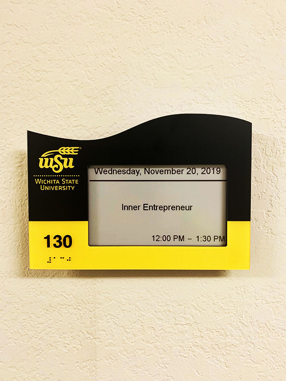 Wichita State University Metroplex E Ink Room Sign