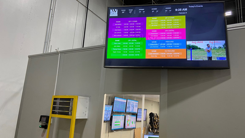 Windigo Logistics Digital Signage with Shift Schedule