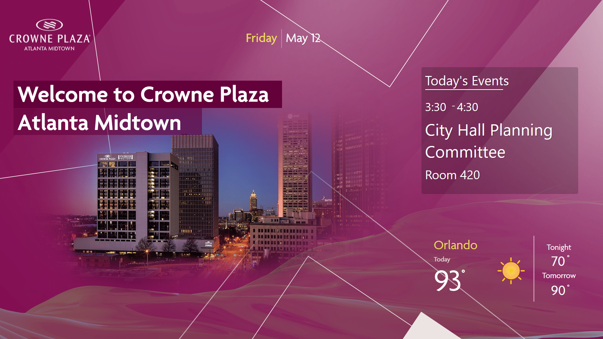 Crowne Plaza Hotel Digital Signage