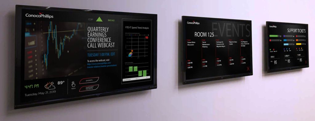 Publish executive management goals, KPIs and motivational messages to employees with Visix digital signage