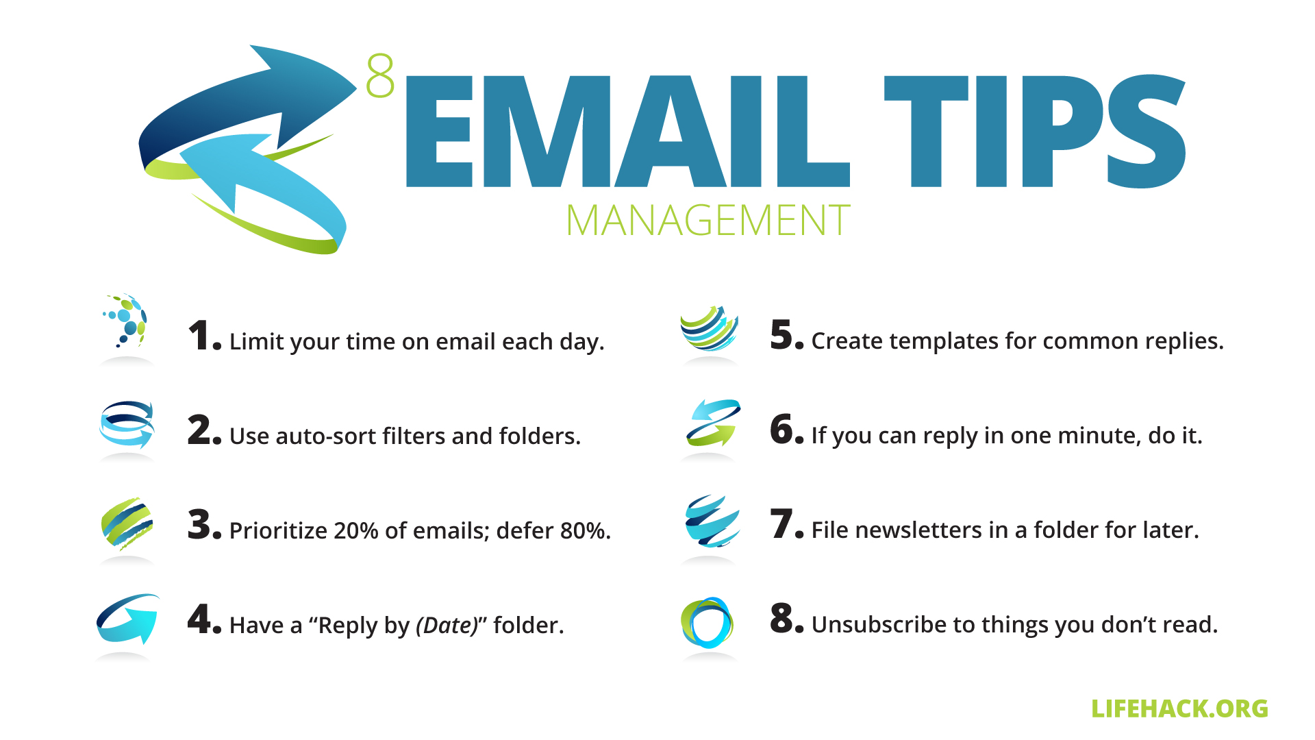 Free Graphic | Email Management Tips | 8 Tips