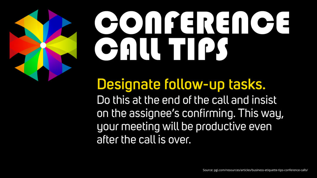 Free Graphic | Conference Call Tips | Designate follow-up tasks