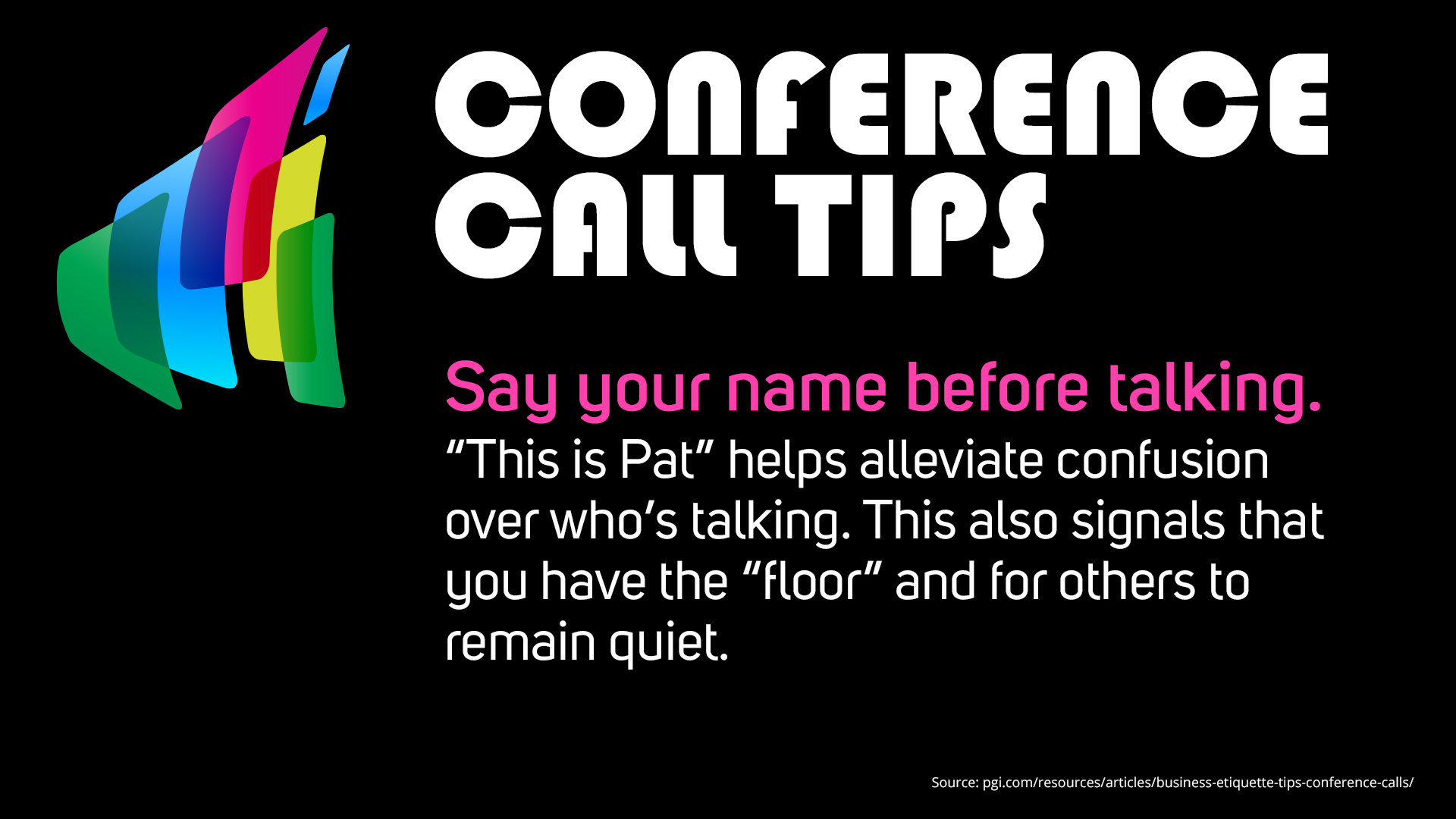 Free Graphic | Conference Call Tips | Say your name before talking