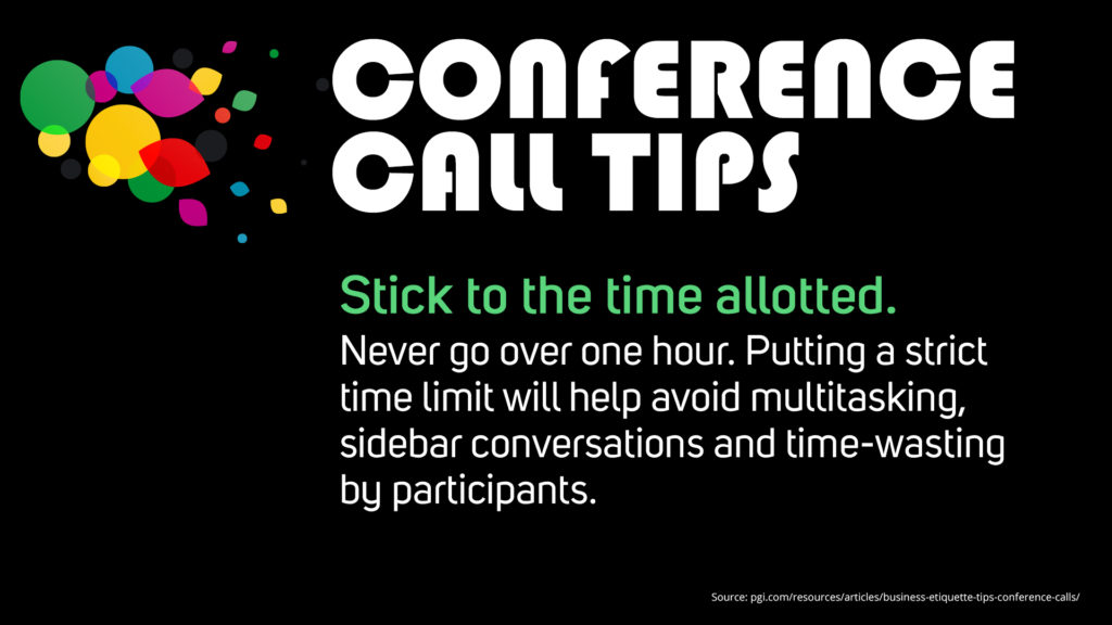 Free Graphic | Conference Call Tips | Stick to the time allotted