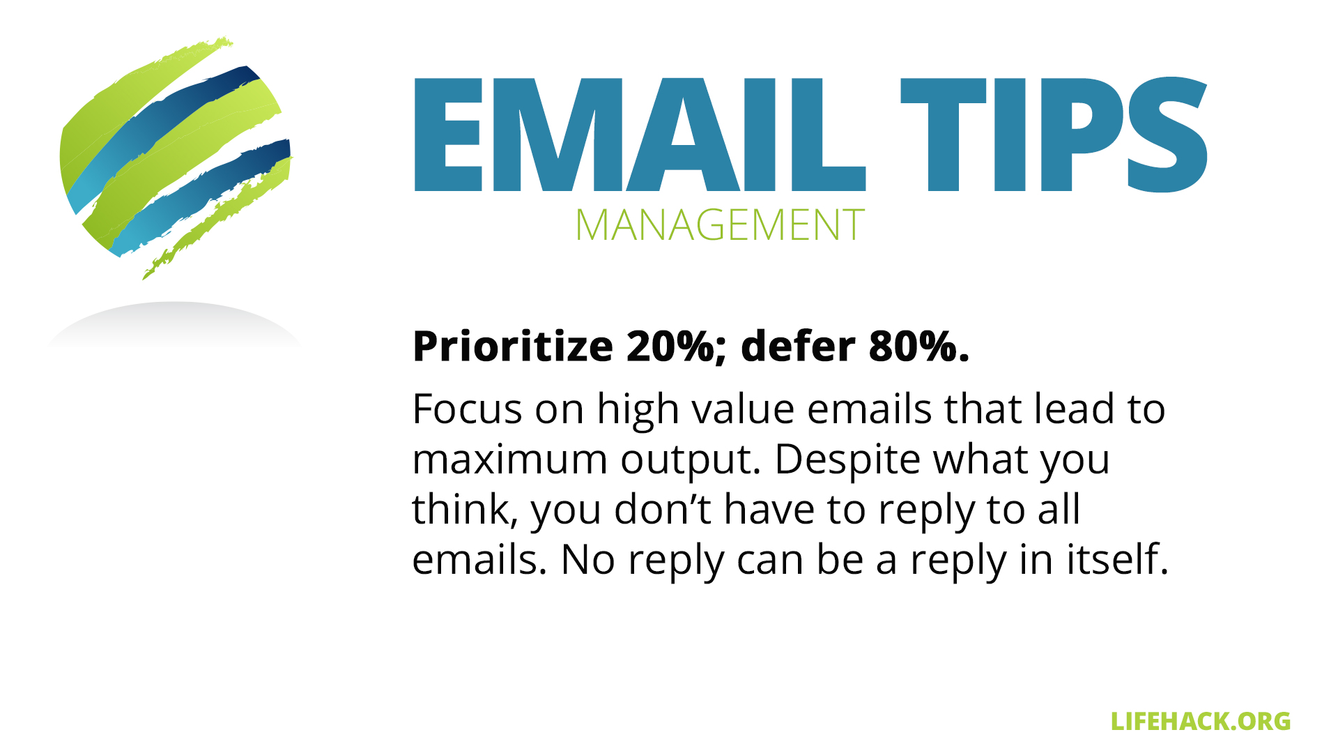 Free Graphic | Email Management Tips | Use the 80/20 rule