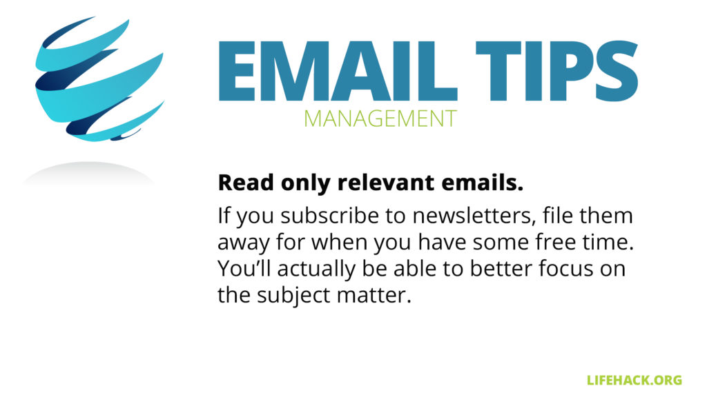 Free Graphic | Email Management Tips | Read only relevant emails