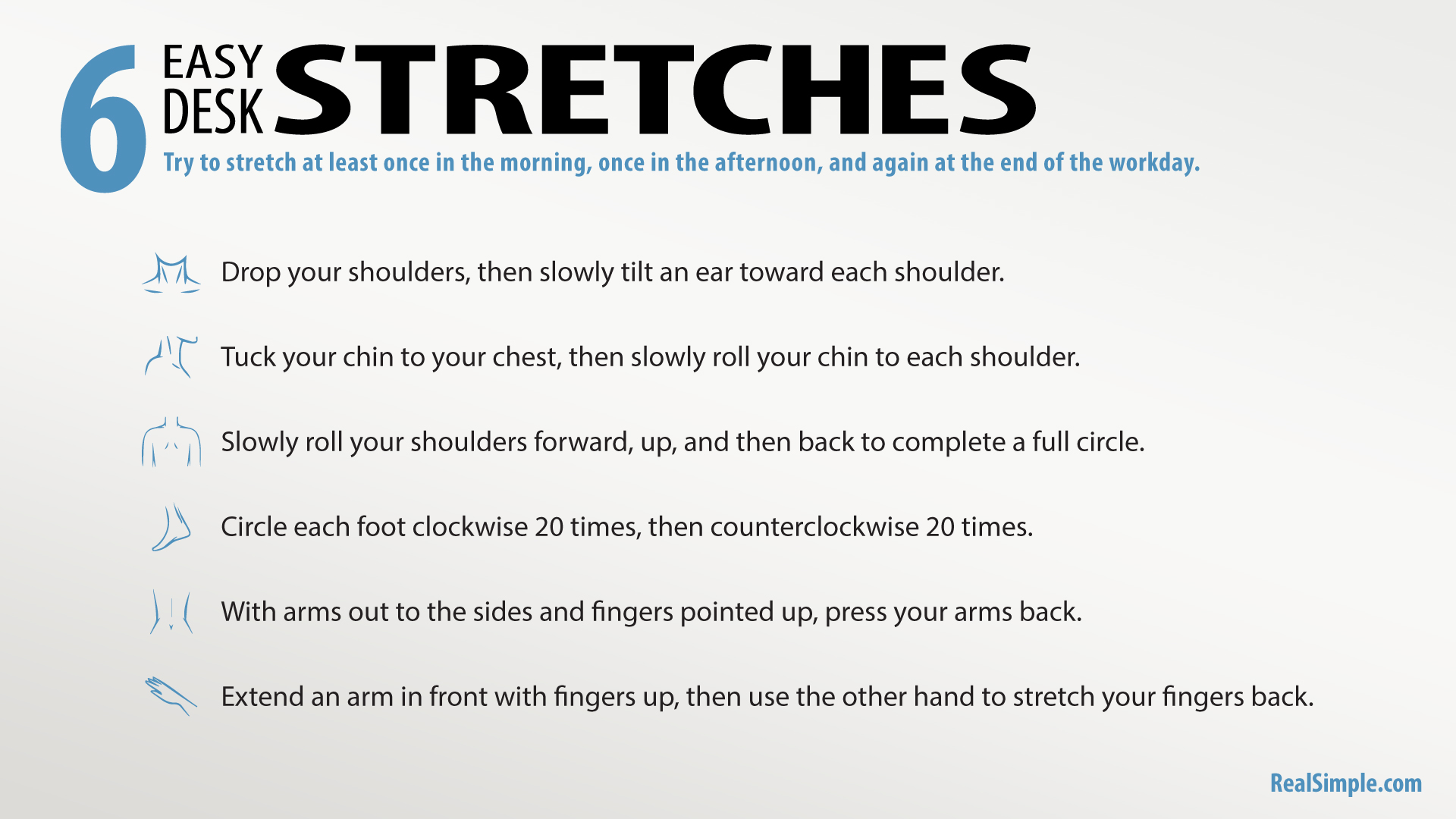 Free Graphic | Easy Desk Stretches | 6 Easy Moves