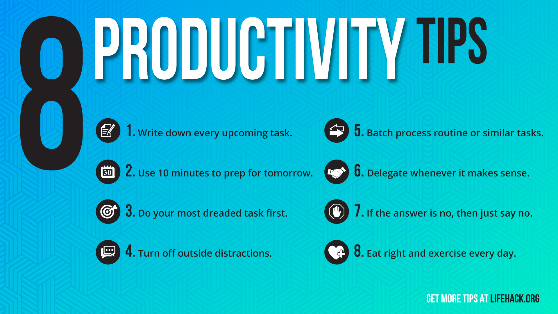 Free Graphic | Productivity Tips | 8 Tips