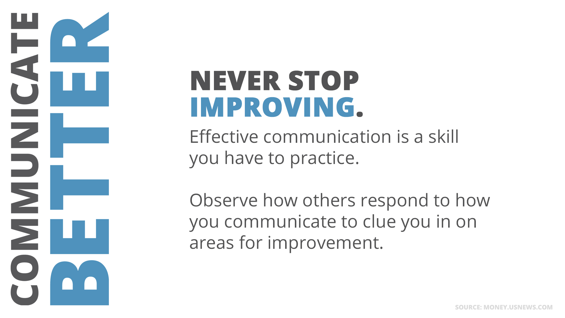 Free Graphic | Communicate Better | Never Stop Improving