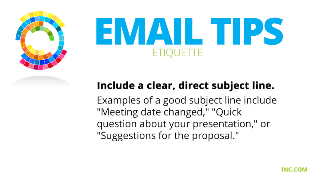 Free Graphic | Email Etiquette Tips | Clear, direct subject lines