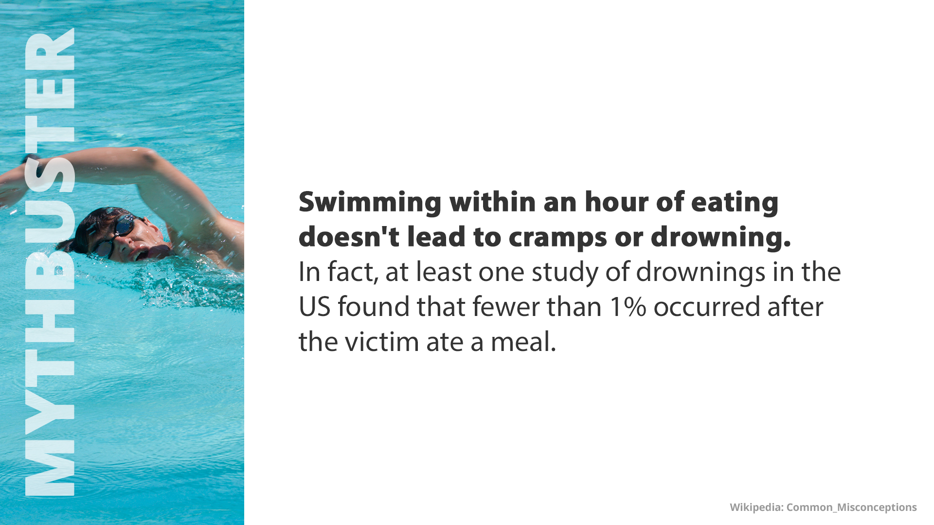Free Graphic | Mythbusters | Swimming after eating doesn't cause cramps