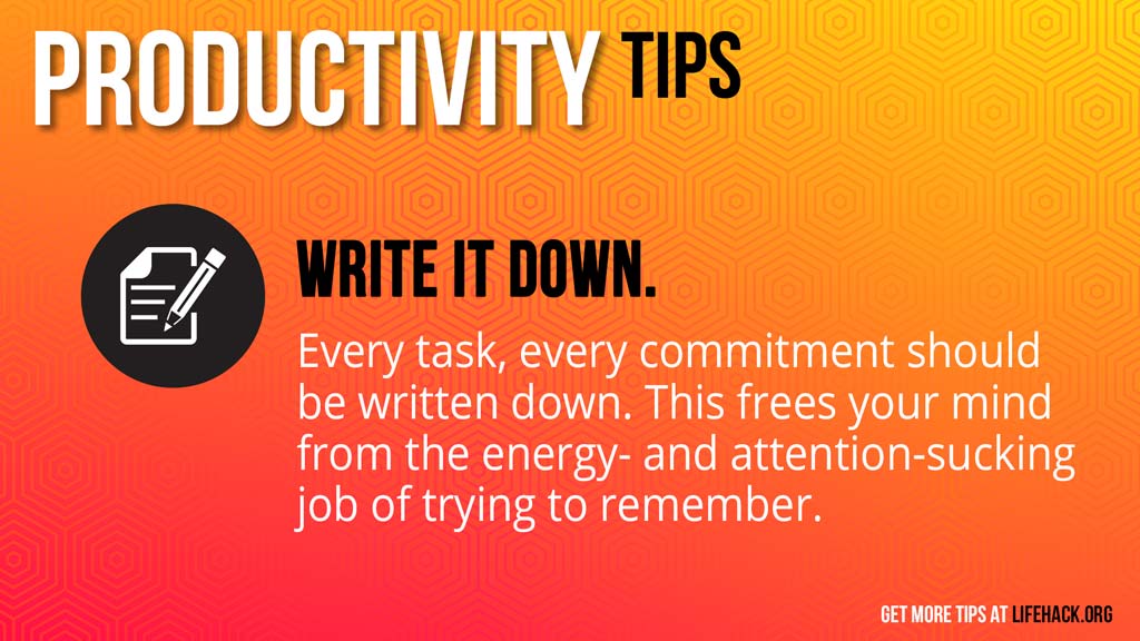 Free Graphic | Productivity Tips | Write it down