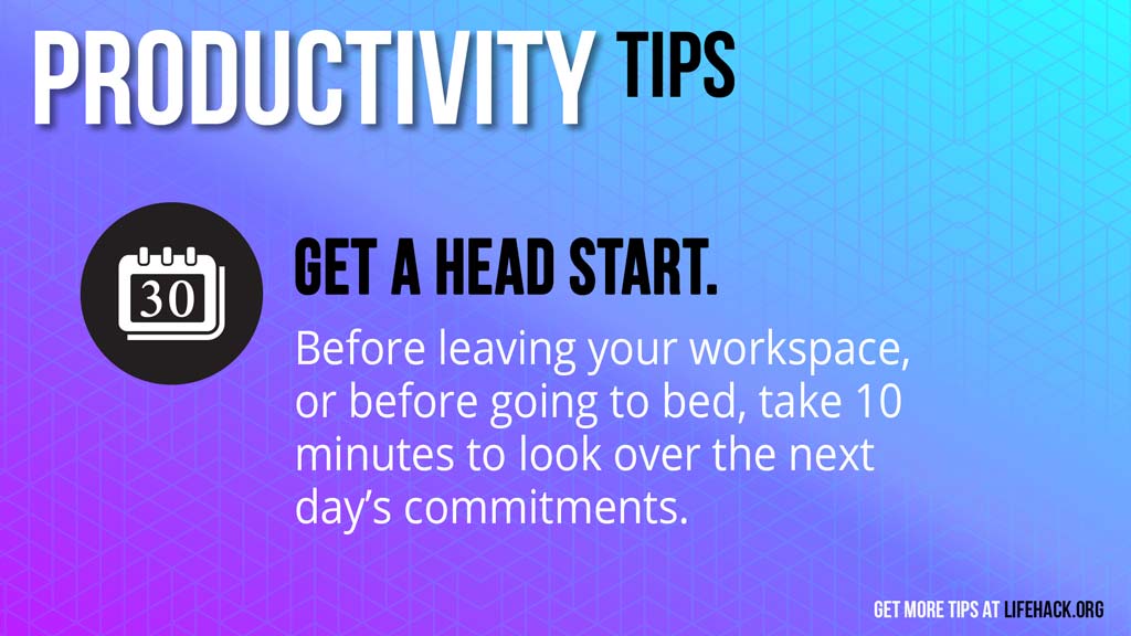Free Graphic | Productivity Tips | Get a head start