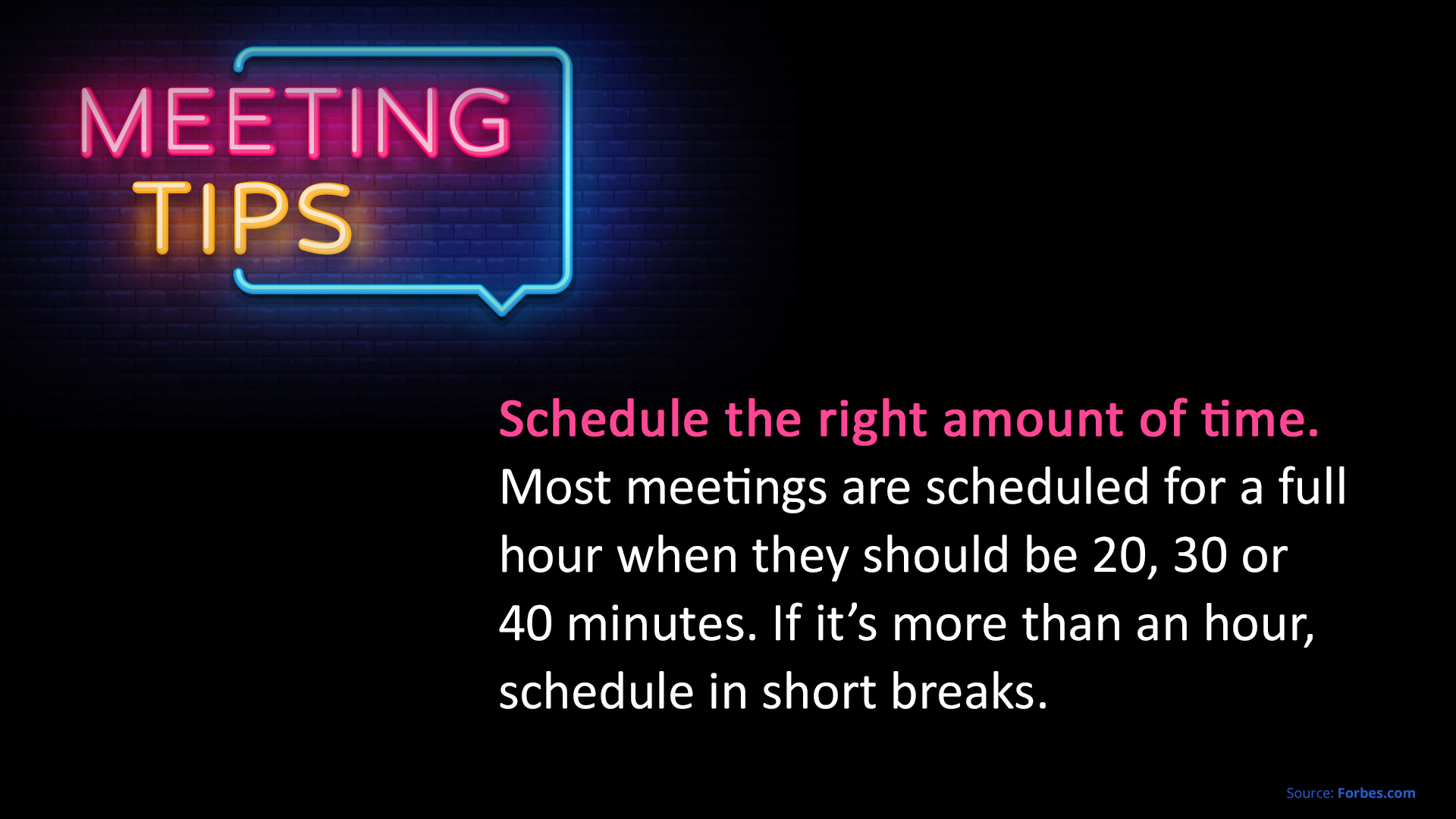 Free Graphic | Meeting Tips | Schedule the right amount of time