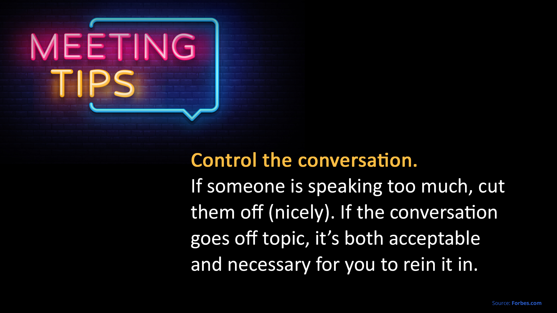 Free Graphic | Meeting Tips | Control the conversation