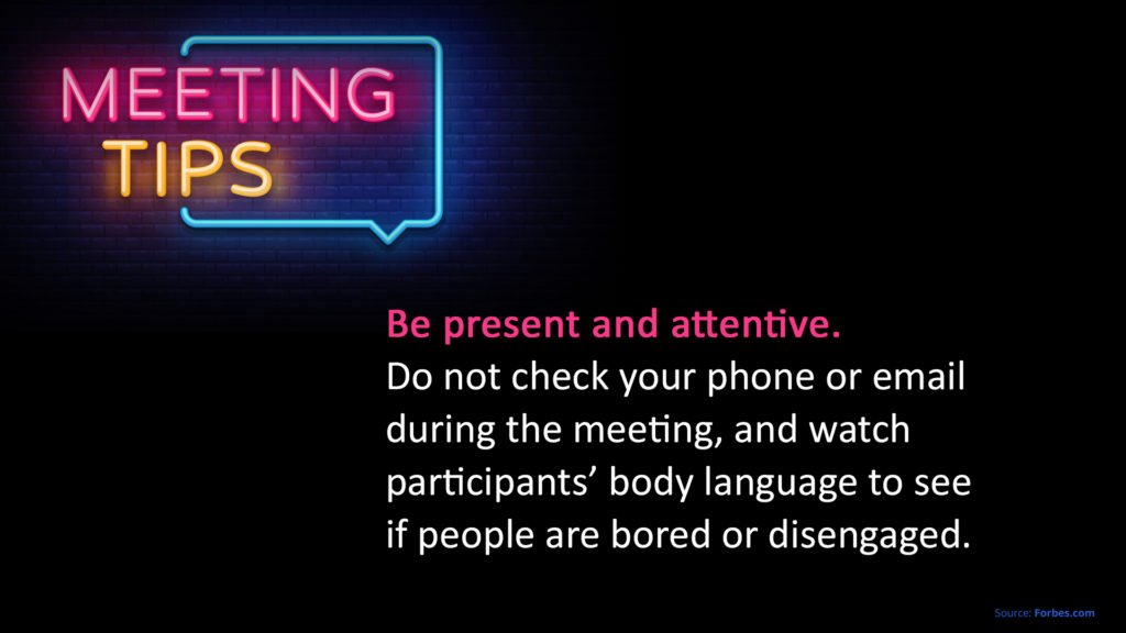 Free Graphic | Meeting Tips | Be present and attentive