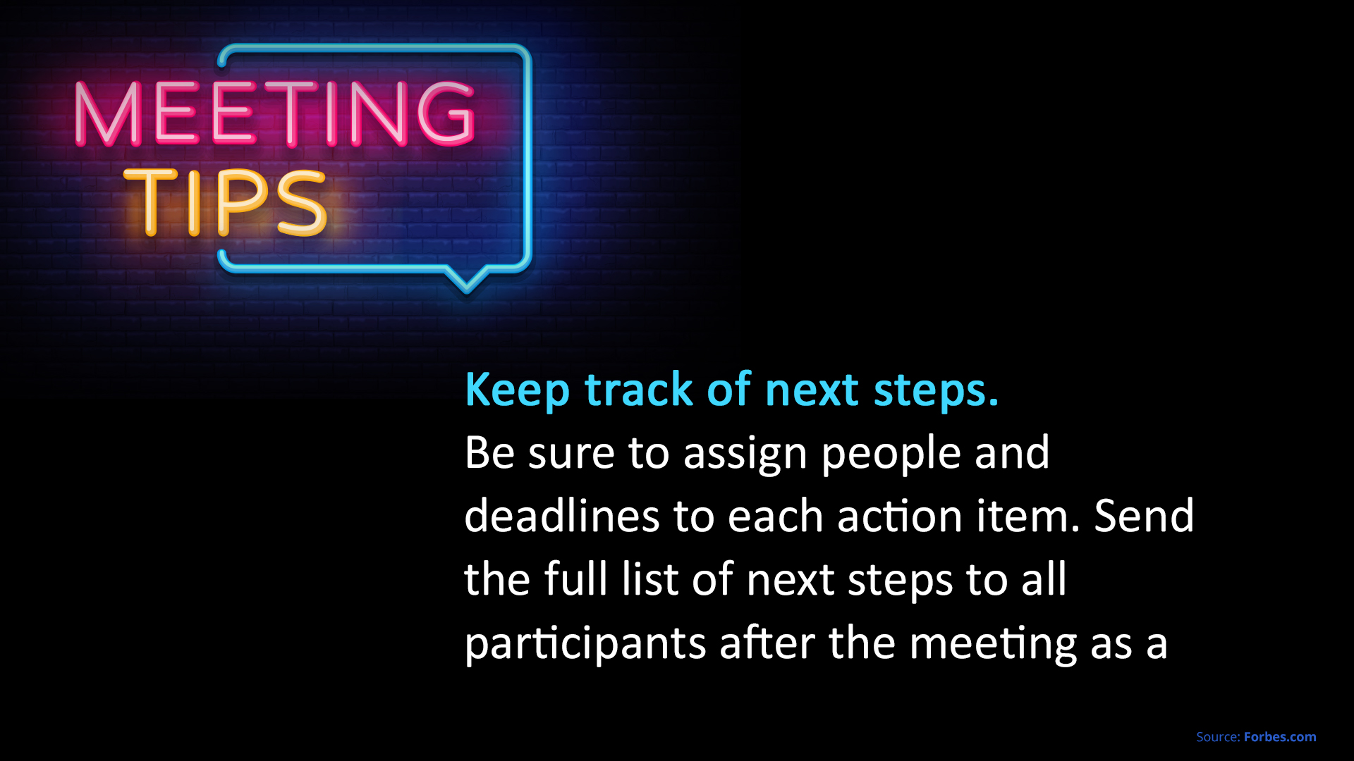 Free Graphic | Meeting Tips | Keep track of next steps