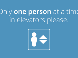 Visix-Reopening-Elevators-One-Person Free Graphic | Reopening Message | One person in elevators