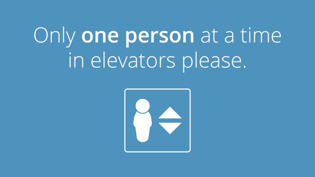 Free Graphic | Reopening Message | One person in elevators