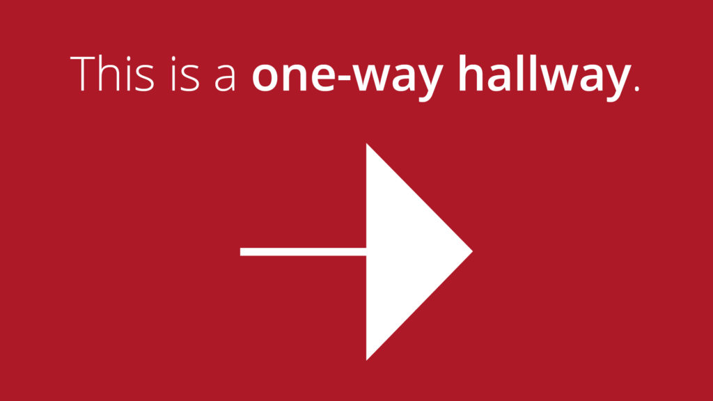 Free Graphic | Reopening Message | One-way hallway RIGHT