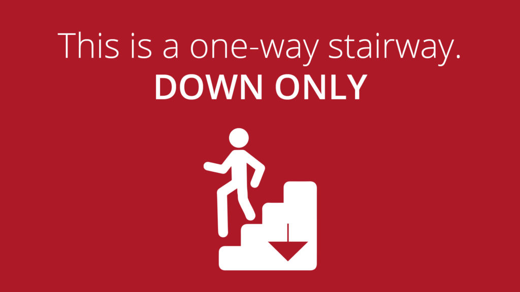 Free Graphic | Reopening Message | One-way stairs going DOWN