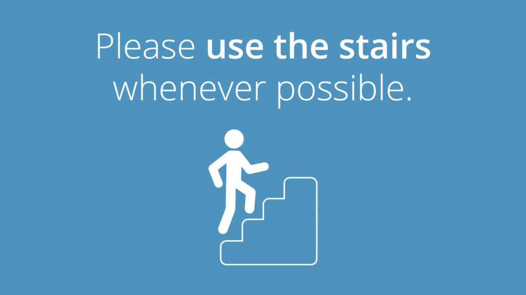 Free Graphic | Reopening Message | Please use the stairs