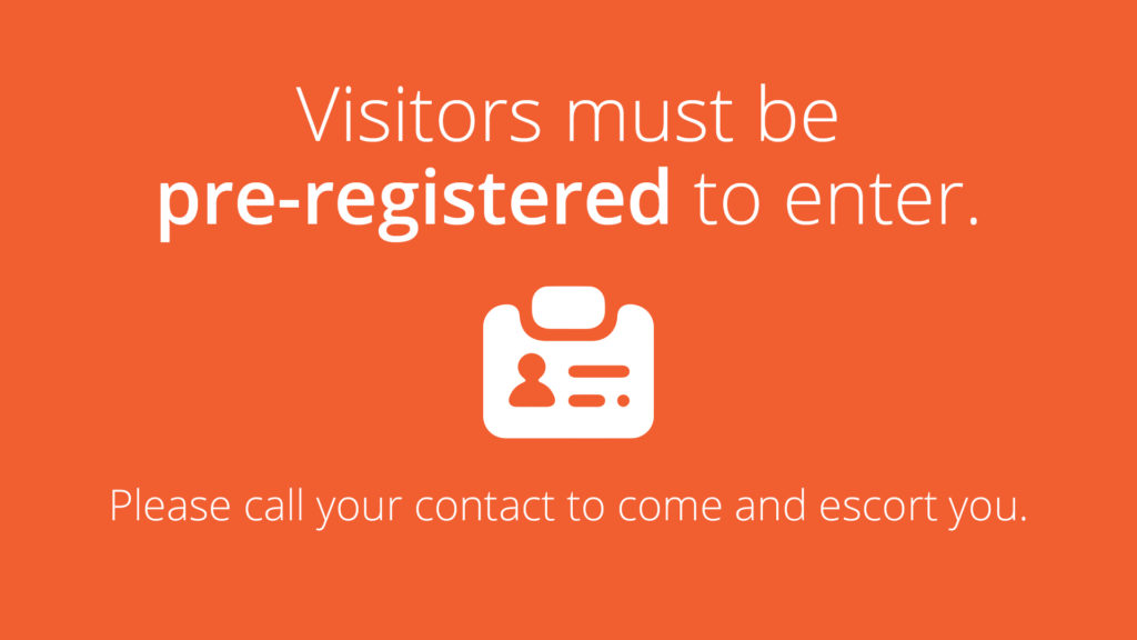 Free Graphic | Reopening Message | Visitors must pre-register to enter